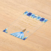 ブルーフローラブロンドヘアプリンセスSweet sixteen アクリル招待状 (レイダウン)