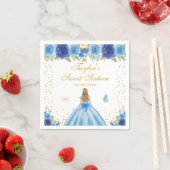 ブルーフローラブロンドヘアプリンセスSweet sixteen スタンダードカクテルナプキン (インサイチュ)