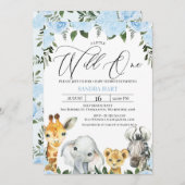 ブルーフローラブロージサファリベイビーシャワー招待状 招待状 (正面/裏面)