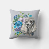 ブルーフローラブーケグレープードルドッグ クッション (裏面)