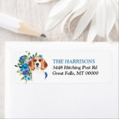 ブルーフローラブーケベイグルドッグ ラベル (インサイチュ)