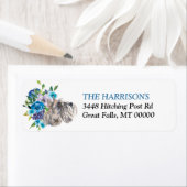 ブルーフローラブーケミニチュアシュナウツァードッグ ラベル (インサイチュ)