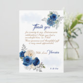 ブルーフローラプリンセスガールバースデーパーティー サンキューカード (スタンド正面)