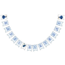 ブルーフローラプリンセスガールバースデーパーティー バンティングフラッグ