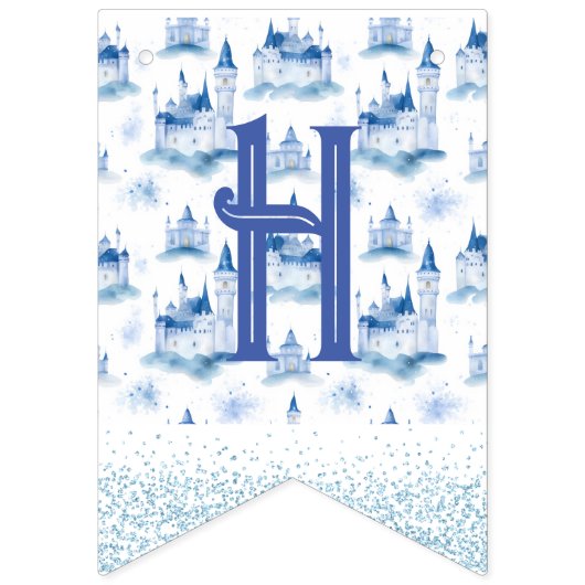 ブルーフローラプリンセスガールバースデーパーティー バンティングフラッグ (第2の旗)