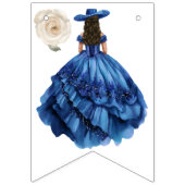 ブルーフローラプリンセスガールバースデーパーティー バンティングフラッグ (第1の旗)