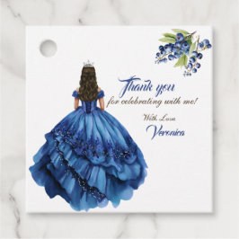 ブルーフローラプリンセスガールバースデーパーティー フェイバータグ