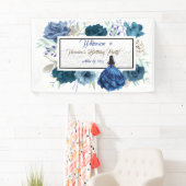 ブルーフローラプリンセスガールバースデーパーティー 横断幕 (インサイチュ)