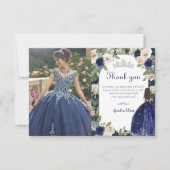 ブルーフローラプリンセスキンセアニェラ誕生日写真 サンキューカード (正面)