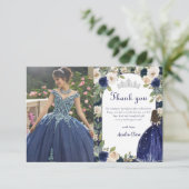 ブルーフローラプリンセスキンセアニェラ誕生日写真 サンキューカード (スタンド正面)