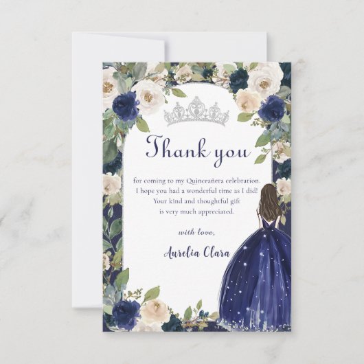 ブルーフローラプリンセスキンセアニェラ誕生日 サンキューカード (正面)