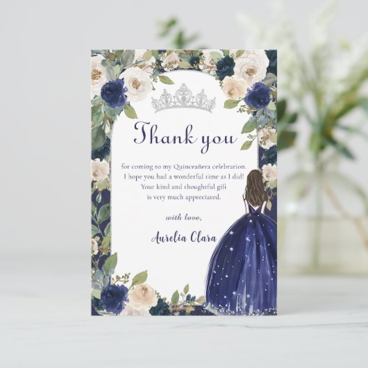 ブルーフローラプリンセスキンセアニェラ誕生日 サンキューカード (スタンド正面)