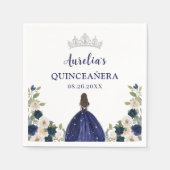 ブルーフローラプリンセスキンセアニェラ誕生日 スタンダードカクテルナプキン (正面)