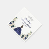 ブルーフローラプリンセスキンセアニェラ誕生日 スタンダードカクテルナプキン (角)