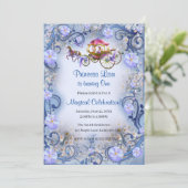 ブルーフローラプリンセスフェアリーテール1st誕生日 招待状 (スタンド正面)