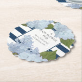 ブルーフローラベイビーシャワーネイビーnホワイトストライプ ペーパーコースター (アングル)