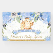 ブルーフローラベビーとモミフクロウ歓迎の背景 横断幕 (横)