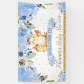 ブルーフローラベビーとモミフクロウ歓迎の背景 横断幕 (縦)