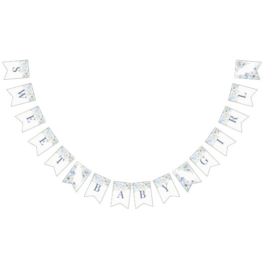 ブルーフローラベビーイン開花アジサイ赤ちゃんシャワー バンティングフラッグ (全)