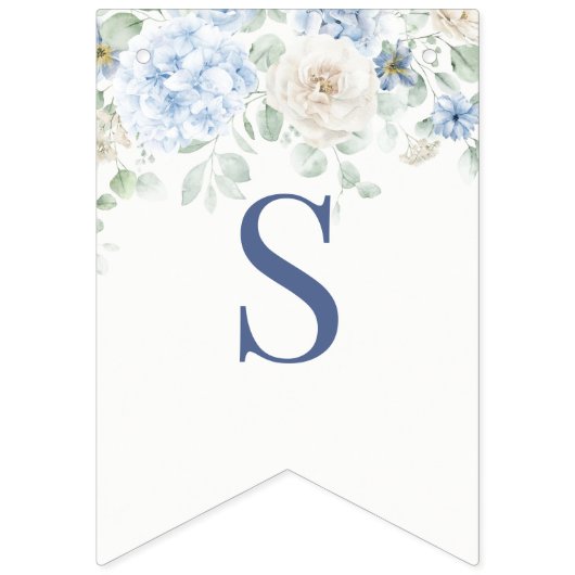 ブルーフローラベビーイン開花アジサイ赤ちゃんシャワー バンティングフラッグ (第1の旗)