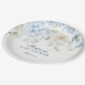 ブルーフローラベビーイン開花アジサイ赤ちゃんシャワー ペーパープレート (アングル)