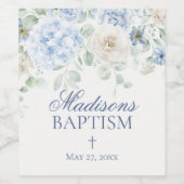 ブルーフローラベビーイン開花アジサイ赤ちゃんシャワー ワインラベル (シングルラベル)