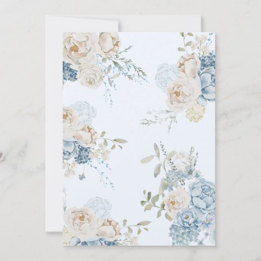 ブルーフローラベビーイン開花ベビーシャワー招待状 招待状 (裏面)