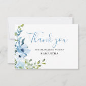 ブルーフローラベビーシャワーフラットサンキューカード サンキューカード (正面)