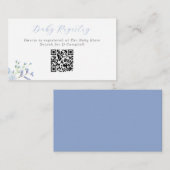 ブルーフローラベビーシャワーベビーレジストリQRコード エンクロージャーカード (正面/裏面)