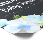 ブルーフローラベビーシャワー歓迎の看板ポスターデコール ポスター (角)