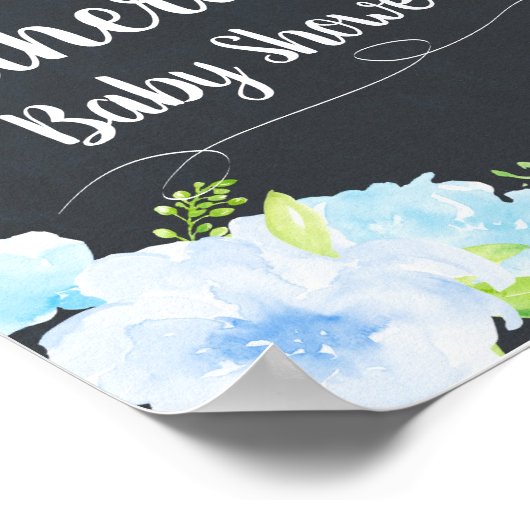 ブルーフローラベビーシャワー歓迎の看板ポスターデコール ポスター (角)