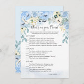 ブルーフローラベビーシャワー電話ゲームの内容  招待状 (正面/裏面)