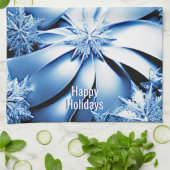 ブルーフローラホリデークリスマスキッチンタオル キッチンタオル (折り畳み)