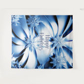 ブルーフローラホリデークリスマスバックドロップ タペストリー (正面(横))