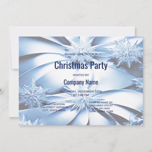 ブルーフローラホリデークリスマスパーティの招待状 招待状 (裏面)