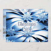 ブルーフローラホリデークリスマスパーティの招待状 招待状 (正面/裏面)