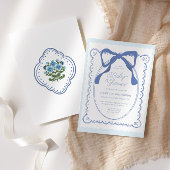 ブルーフローラボウズヴィンテージベビーシャワー 招待状