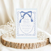 ブルーフローラボウズヴィンテージベビーシャワー 招待状