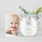 ブルーフローラボホエレファントボーイ1stバースデーフォト 招待状 (スタンド正面)