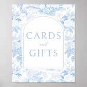 ブルーフローラボホ結婚のカードのギフトポスター ポスター (正面)