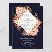 ブルーフローラボホ結婚ズ 招待状 (正面/裏面)