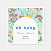 ブルーフローラボーイエレガントスクエアベイビーシャワー スタンダードカクテルナプキン (正面)