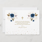 ブルーフローラボーイズツインズ1st誕生日《キリスト教》洗礼式や命名式 サンキューカード (裏面)