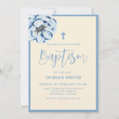 ブルーフローラボーイバプテスマ招待 招待状 (正面)