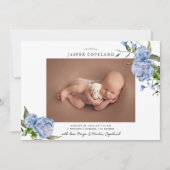 ブルーフローラボーイベビー写真誕生発表 案内状 (正面)