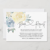 ブルーフローラボーイ赤ちゃんシャワーブックリクエストカード 招待状 (正面)