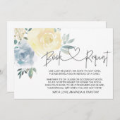 ブルーフローラボーイ赤ちゃんシャワーブックリクエストカード 招待状 (正面/裏面)