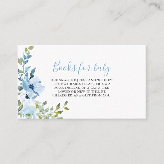 ブルーフローラボーイ赤ちゃんシャワーベビー本 エンクロージャーカード (正面)