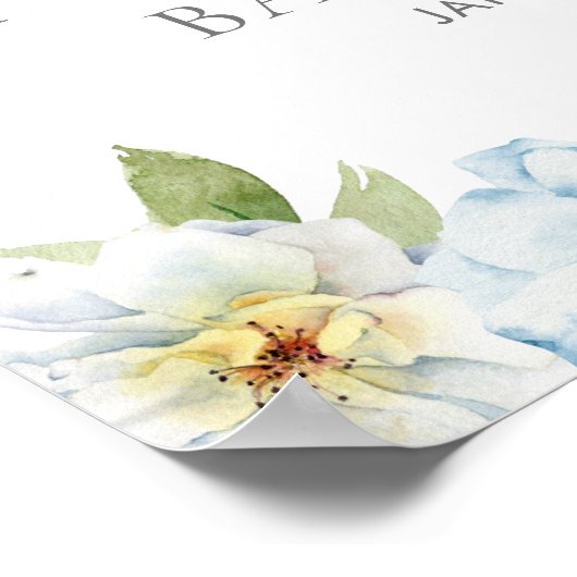 ブルーフローラボーイ赤ちゃんシャワー歓迎ポスター ポスター (角)