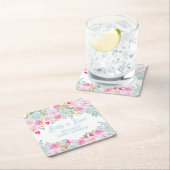 ブルーフローラボーイ赤ちゃんシャワー スクエアペーパーコースター (インサイチュ)